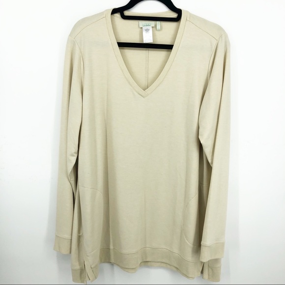 LOGO Lounge by Lori Goldstein Cream V-neck Tunic